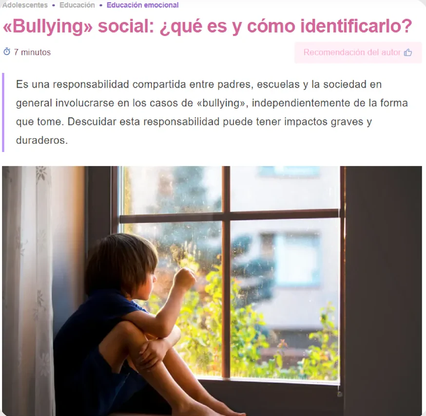 Artículo: «Bullying» social: ¿qué es y cómo identificarlo?